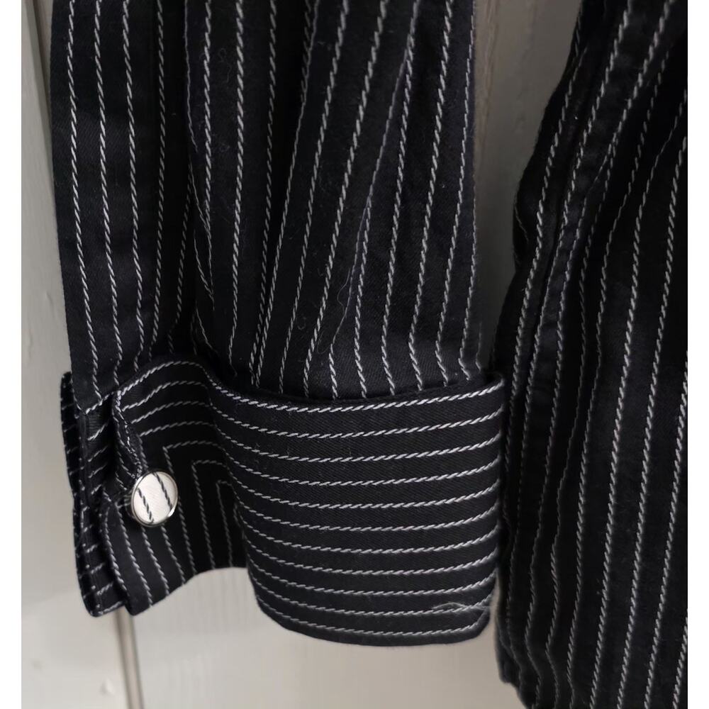 New Gen Mens Dress Shirt XL Long Sleeve Button Up French Cuff Black‎ Stripe - Picture 3 of 8